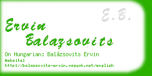 ervin balazsovits business card