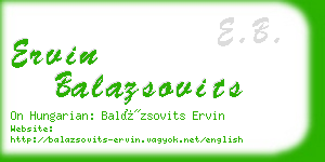 ervin balazsovits business card